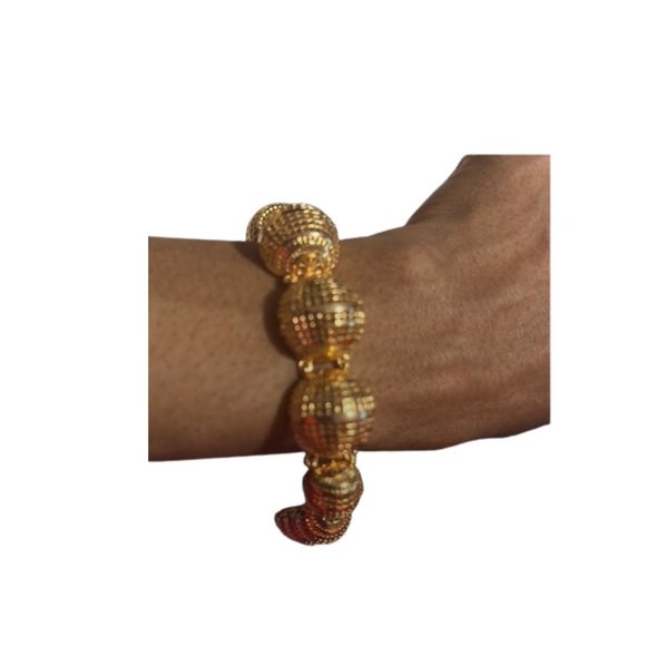 Gold Plated Textured Link Bracelet Jewelry Set NEW - Picture 1 of 7